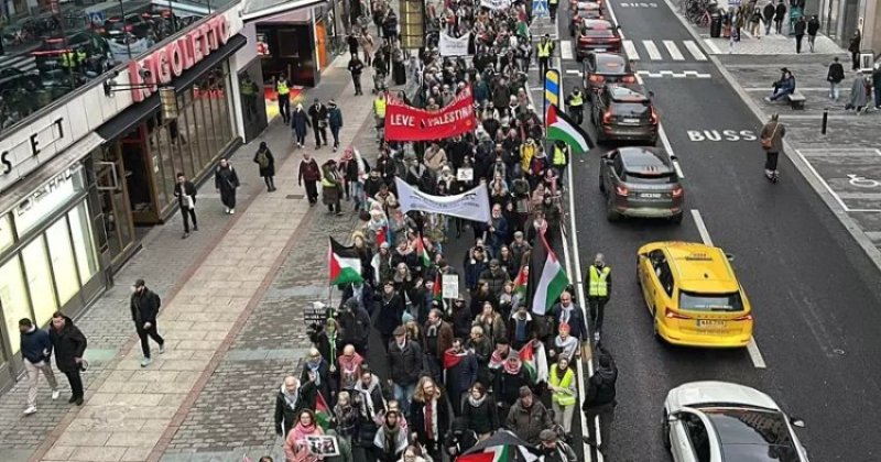 Stockholm’da Binler Filistin İçin Yürüdü
